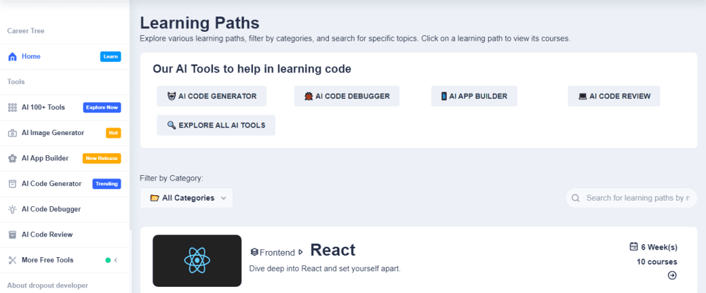 dropout developer learning paths